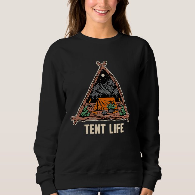 Camiseta Tent Life Camping Summer Camper Tropical Hiking Wi (Frente)