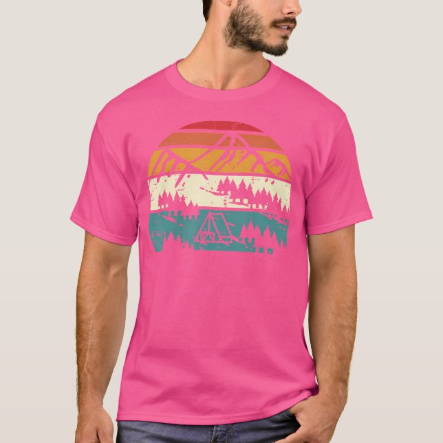 Camiseta Tent Mountain Sunset Campanha Retro Natureza Homen (Frente)
