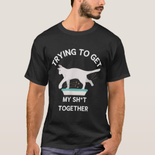 Camiseta Tentando juntar meu gato na caixa de lixo Fu