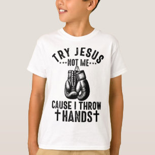 Camiseta Tente Jesus Não Eu Porque Eu Jogo as Mãos Caixa Cr