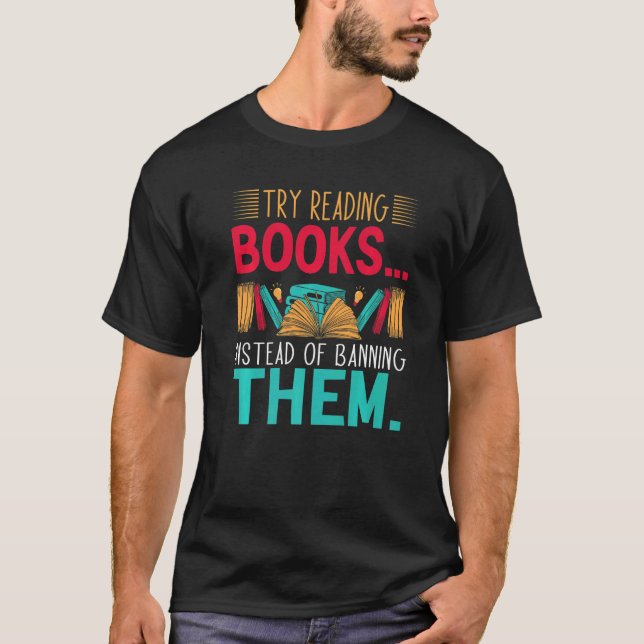 Camiseta tente ler livros em vez de proibi-los Groovy B (Frente)