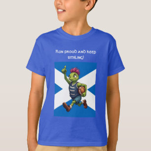 Camiseta Tente o Tempo Cardo Motivo de Rugby Escocês
