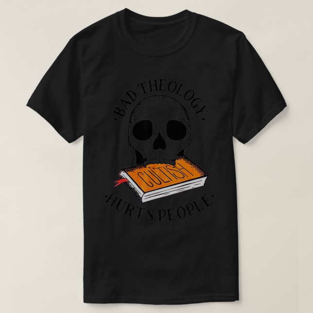 Camiseta Teologia Má Magoa O Estudo Funny Skull Da Pessoas  (Frente do Design)