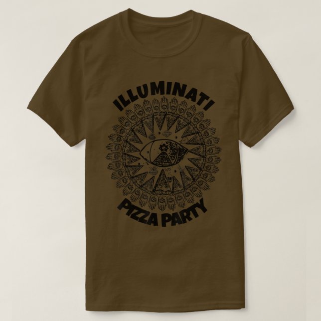 Camiseta Teoria da Conspiração da Comida da Pizza Illuminat (Frente do Design)