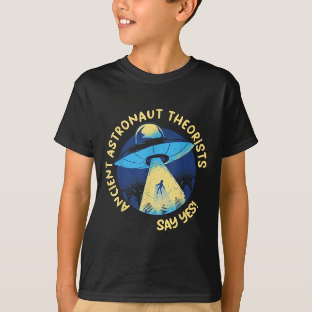 Camiseta Teóricos Astronautas Antigos Dizem Sim Alienígena  (Frente)