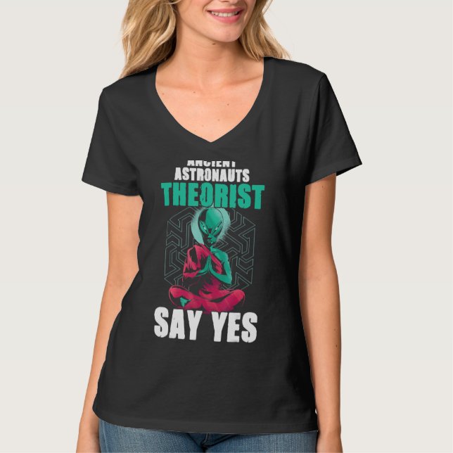 Camiseta Teóricos dos Astronautas Antigos Dizem Sim Alieníg (Frente)
