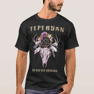 Camiseta Tepehuan Mexicano Tribo Indiana BOHO Crânio Floral