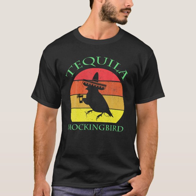 Camiseta Tequila Mockingbird Bebendo Lovers Vintage Cinco (Frente)