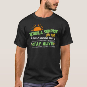 Camiseta Tequila Sunrise Manhã Atirada Fiquem Vivos Retro D
