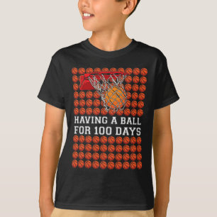 Camiseta Ter Uma Bola De 100 Dias Para Crianças De Basquete