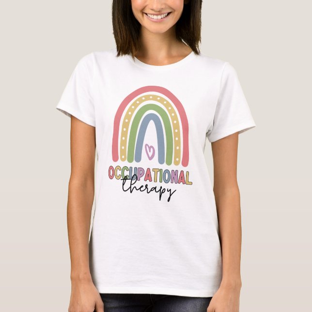 Camiseta Terapeuta de Terapia Ocupacional TO Arco-íris (Frente)