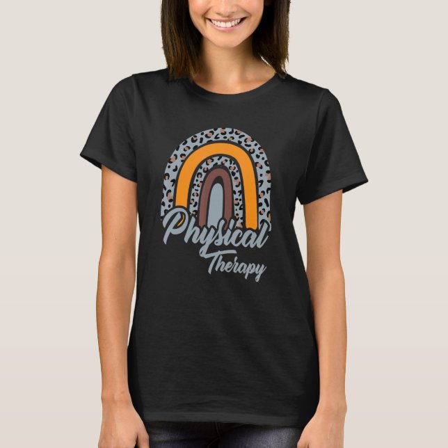 Camiseta Terapeuta Físico Terapia PT PTA Arco-íris (Frente)