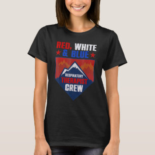 Camiseta Terapeuta Respiratório Azul Branco Vermelho Equipe