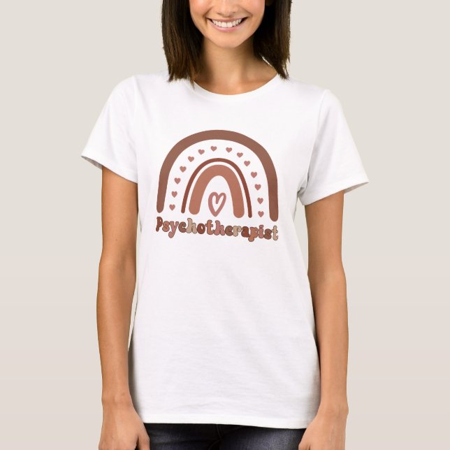 Camiseta Terapêutica Boho Rainbow Psicoterapeuta (Frente)
