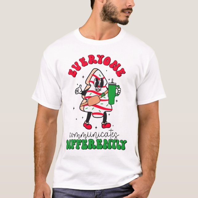 Camiseta Terapia da Fala Natal Todos Comunicam Diferente (Frente)