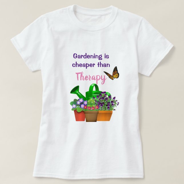 Camiseta Terapia de Jardim com Jardim de Plantas Potentes (Frente do Design)