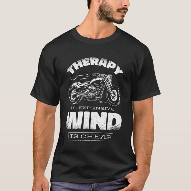 Camiseta Terapia De Motocicleta O Vento Caro É Mental Barat (Frente)