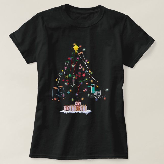 Camiseta Terapia Física Engraçada Árvore De Natal Para PT T (Frente do Design)