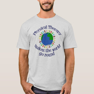 Camiseta Terapia física faz o mundo girar