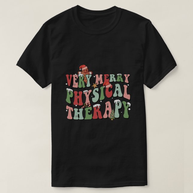 Camiseta Terapia Física Muito Feliz Natal Físico (Frente do Design)
