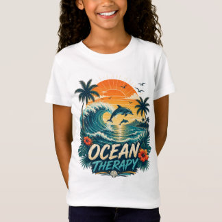 Camiseta Terapia Oceânica | Praia Tropical Retro & Golfinho