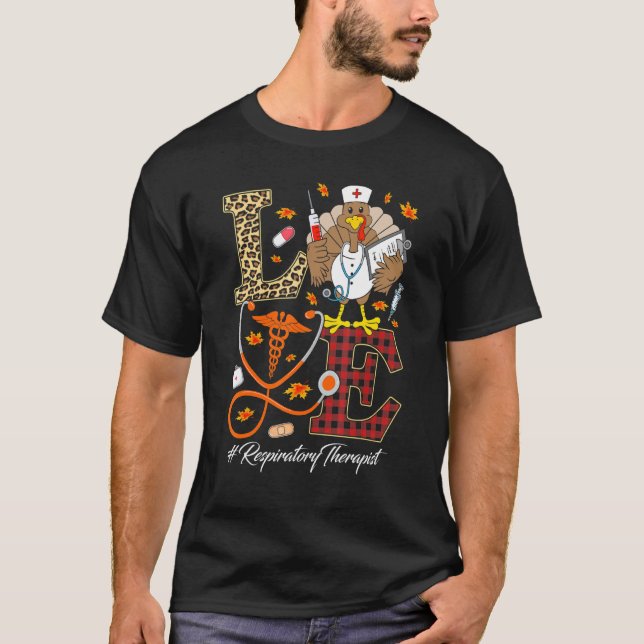 Camiseta Terapia Respiratória Amor Ação de Graças Turquia C (Frente)