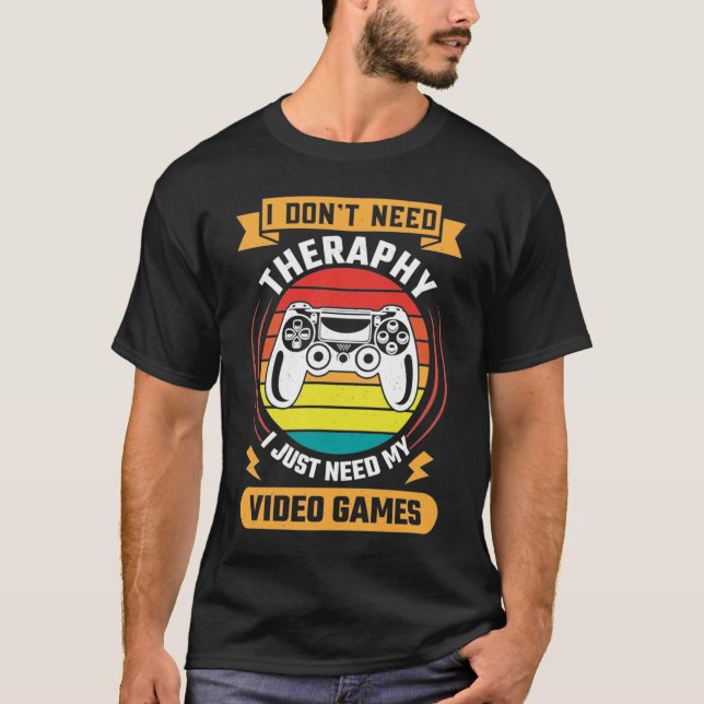 Camiseta Terapia vs Videos games, Jogos Engraçados, Jogos (Frente)