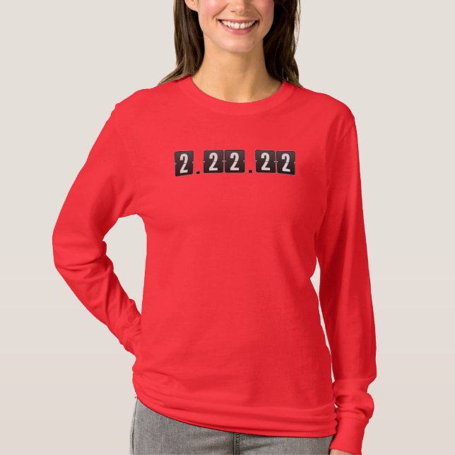 Camiseta Terça-feira, 2-22-22, 22 de fevereiro Professor de (Frente)