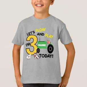 Camiseta Terceiro aniversário de 3 anos - Parte do trator 