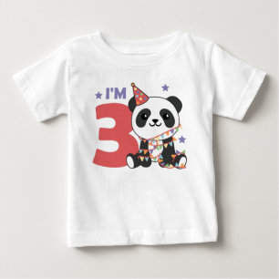 Camiseta Terceiro aniversário Panda Para Crianças 3 Anos Be