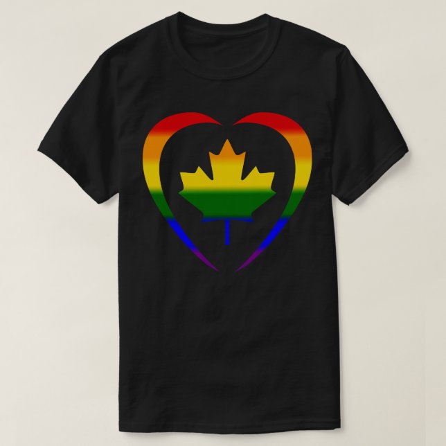 Camiseta Terceiro Cultura Canadense Heart Rainbow (Frente do Design)