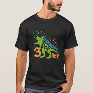 Camiseta Terceiro Garoto aniversário de 3 anos Rex Oferece 