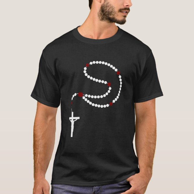 Camiseta Terço Católico Crucifixo Fé Cristã (Frente)