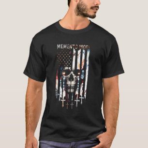 Camiseta Terço Católico Memento Mori Caveira Bandeira Ameri