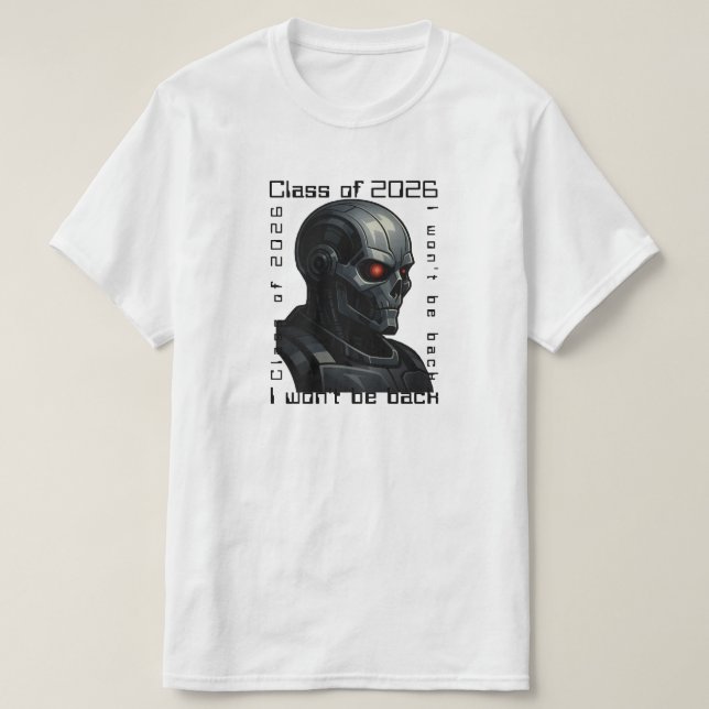 Camiseta Terminator Skull Graduation Design Class of 2026 (Frente do Design)