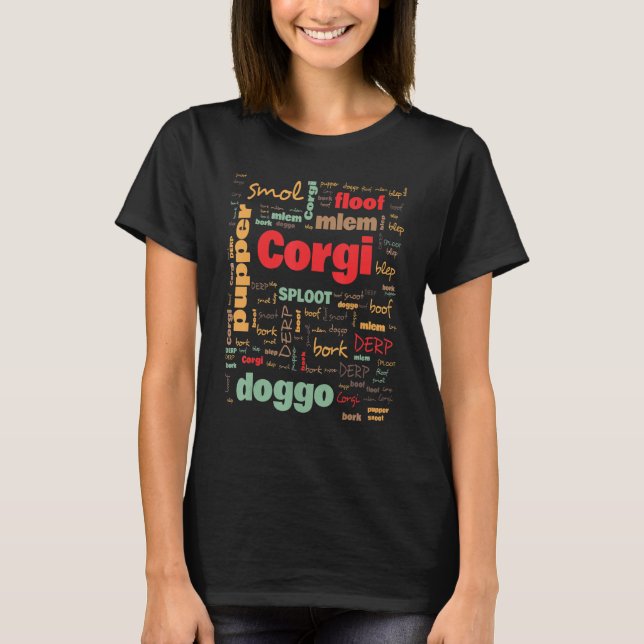 Camiseta Terminologia de Cães Corgi Termos Usados Frequente (Frente)