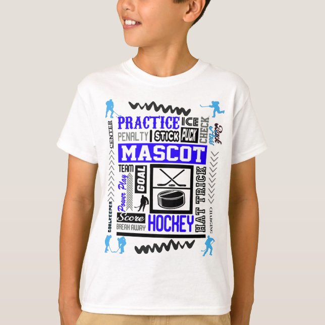 Camiseta Terminologia de Hockey com Meninos em Azul (Frente)
