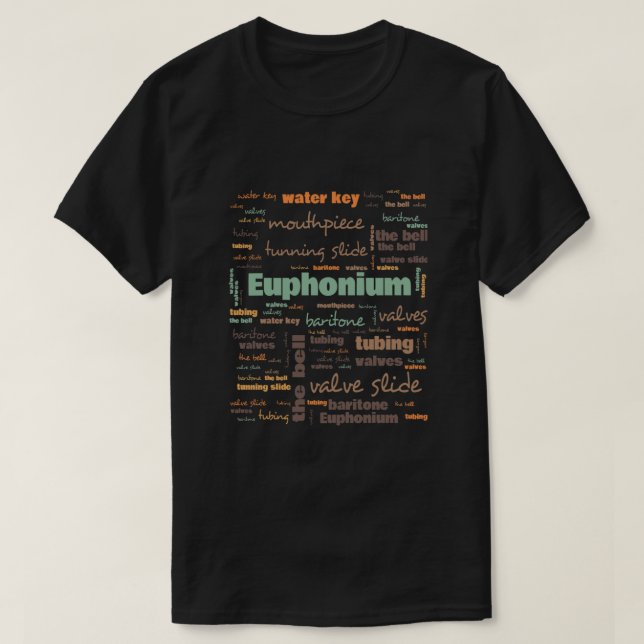 Camiseta Terminologia Euphonium Baritone Música Usada Frequ (Frente do Design)