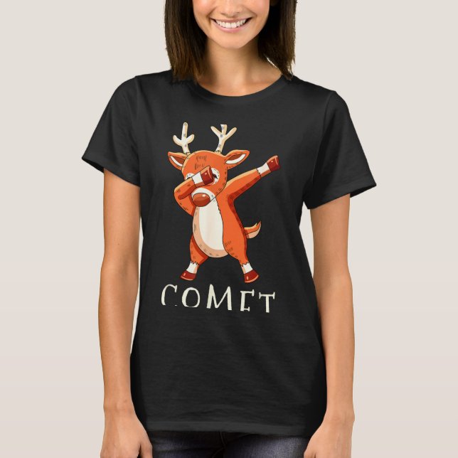 Camiseta Ternos Combinando para a Família do Cometa Rena (Frente)