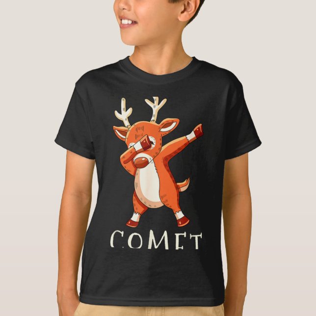 Camiseta Ternos Combinando para a Família do Cometa Rena de (Frente)