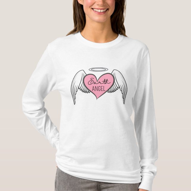 Camiseta Terra Angel Long Sleeve - Coração e Design Halo (Frente)