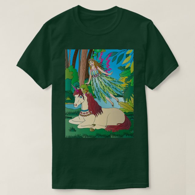 Camiseta Terra arável e cena aquática de fadas voadoras e u (Frente do Design)