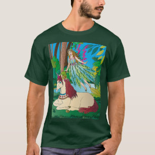 Camiseta Terra arável e cena aquática de fadas voadoras e u
