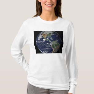 Camiseta Terra completa que mostra o norte e a Ámérica do