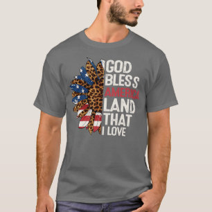 Camiseta Terra da América do deus abençoe que eu amo Flor d