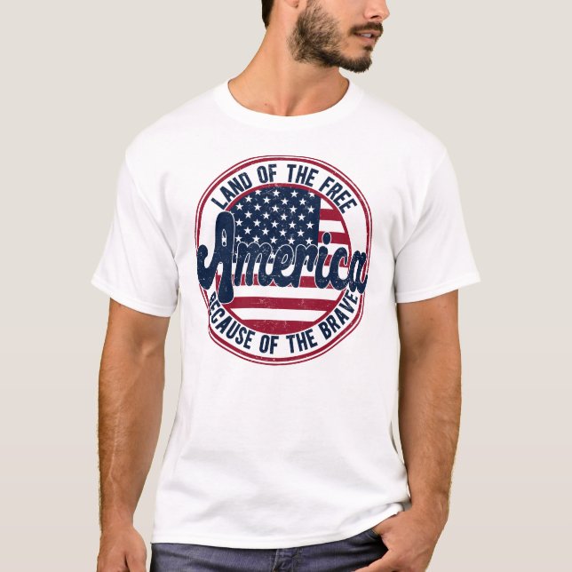 Camiseta Terra Da América Livre Por Causa Da Corajosa (Frente)