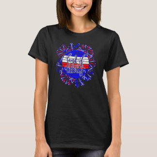 Camiseta Terra Da Liberdade Em Pregado Vermelho Branco Azul