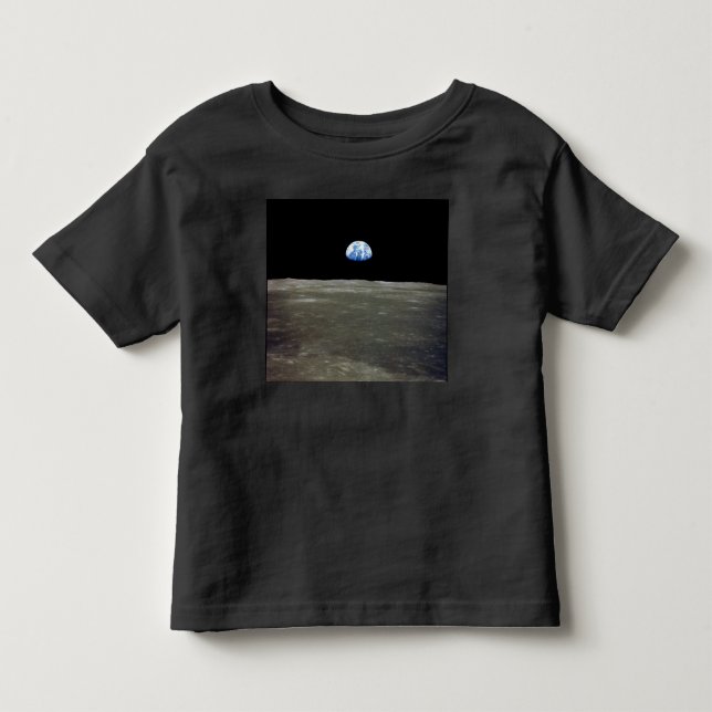 Camiseta Terra da Lua no Espaço Negro: Earthrise (Frente)