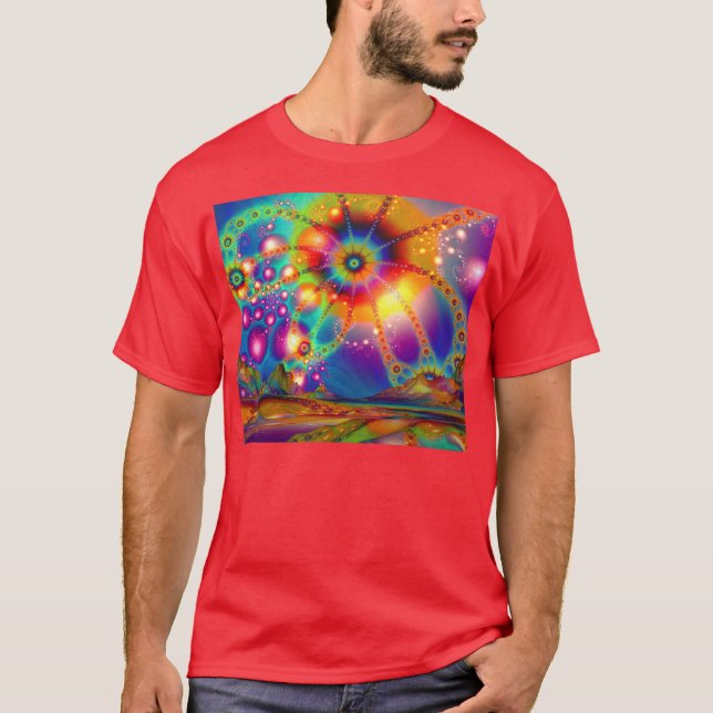 Camiseta Terra das iluminações psicodélicas (Frente)