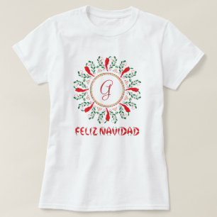 Camiseta Terra das Pepper Vermelhas do Chile Feliz Navidad